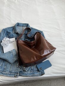 極簡風格流浪包 - 咖啡棕 - 查看 5