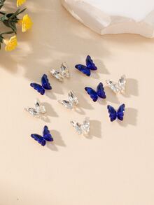 20pcs Crystal Glass Butterfly Nail Art Decorative Sticker - Blue and White - View 2