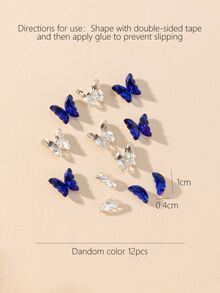 20pcs Crystal Glass Butterfly Nail Art Decorative Sticker - Blue and White - View 4