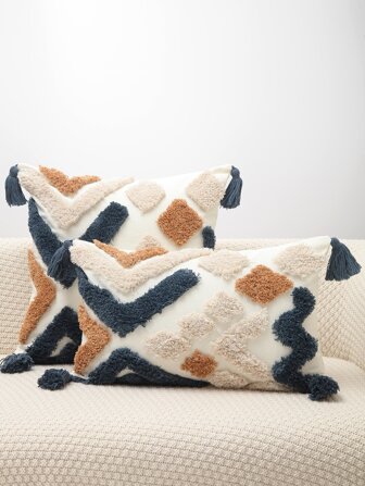 1 pieza Funda de cojín sin relleno tufted con diseño de fleco