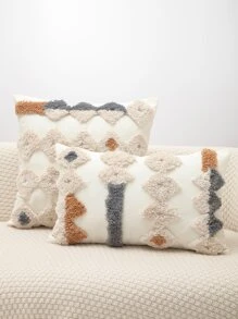 1pc Geometric Tufted Cushion Cover không có chất làm đầy - Nhiều màu - Xem 1