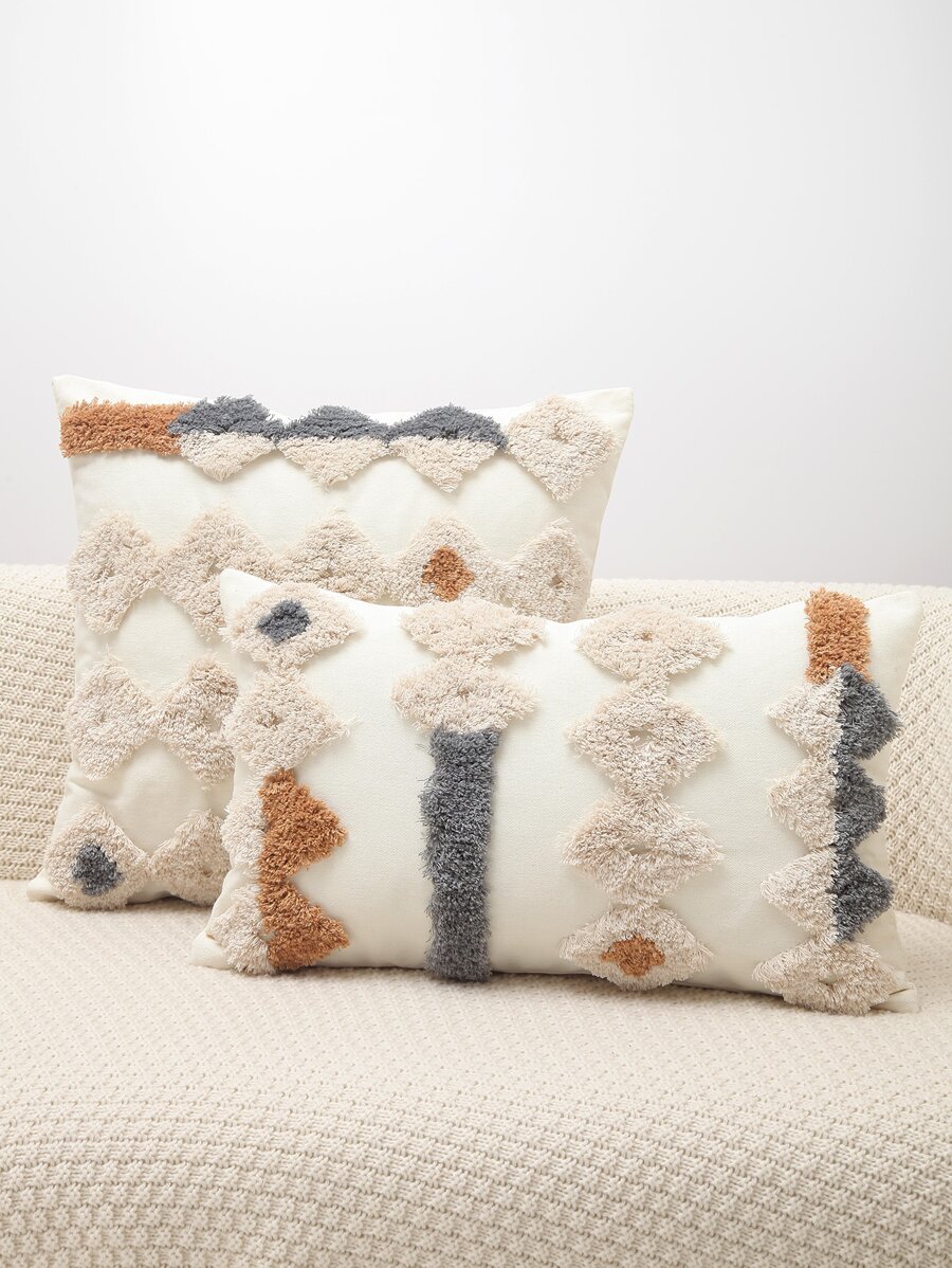1pc Geometric Tufted Cushion Cover không có chất làm đầy - Nhiều màu - Xem 1