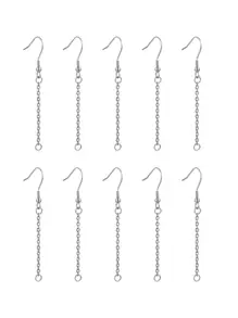 10pcs,Stainless Steel Ear Wires Ear Hook Matching Chain Ear Hook Connector DIY Earrings Jewelry Accessory Making