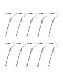 10pcs,Stainless Steel Ear Wires Ear Hook Matching Chain Ear Hook Connector DIY Earrings Jewelry Accessory Making