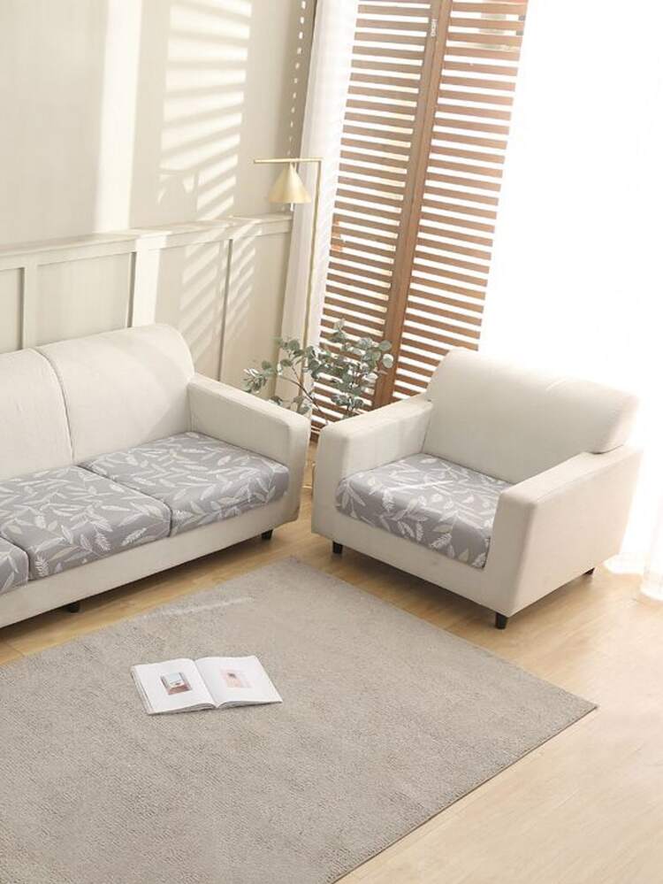 1入組葉子圖案有彈性沙發座墊套 - 彩色 - 查看 3