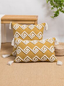 1pc Tufted Tassel Decor Cushion Cover Without Filler - Multicolor - View 3
