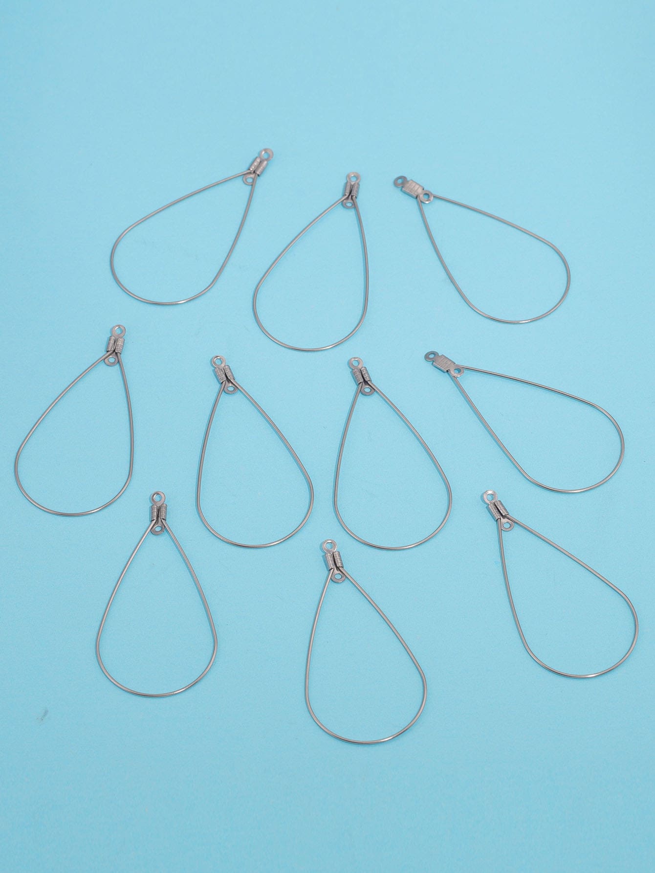 10/nhiều dây thép không gỉ bông tai móc nối giọt nước chiếu trúc tua rua vòng DIY phụ kiện trang sức bông tai - Bạc - Xem 1