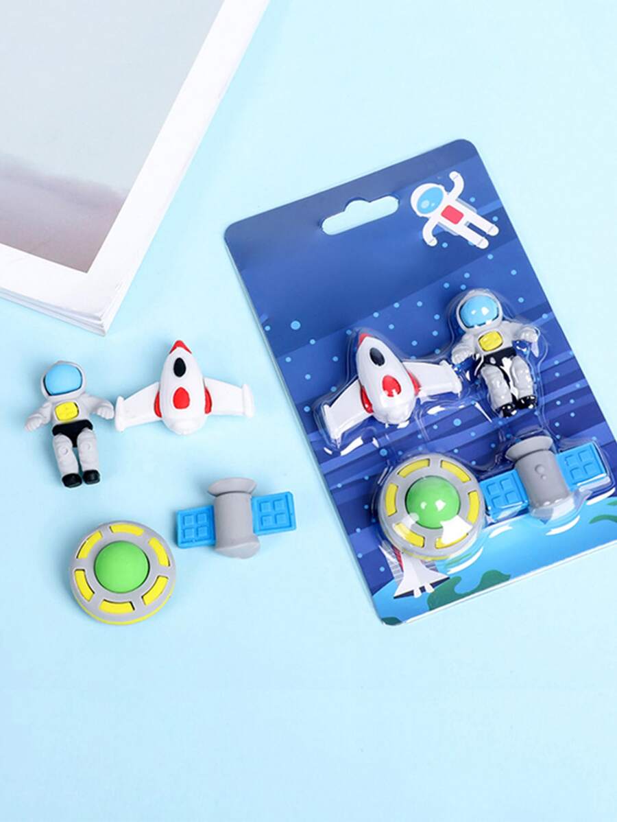 4入組卡通太空隨機橡皮 - 彩色 - 查看 1
