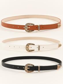 3入組荔枝紋壓花西部風腰帶 - 彩色 - 查看 2