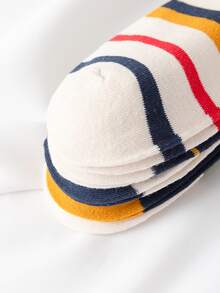 5pairs Striped & Slogan Graphic Crew Socks - Multicolor - View 4