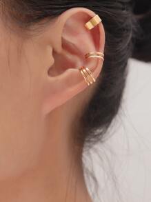 3pcs Hollow Out Ear Cuff - Yellow Gold - View 3