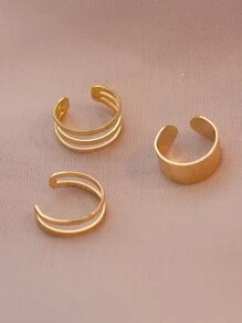 3pcs Hollow Out Ear Cuff - Yellow Gold - View 4
