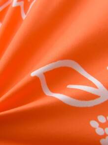 Floral Print Duvet Cover Set Without Filler - Orange - View 5