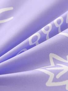 Floral Print Duvet Cover Set Without Filler - Mauve Purple - View 3