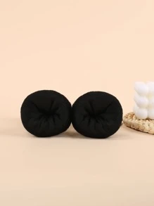 1pair Women's Thickened & Thermal Lined Solid Color Over Knee Socks For Autumn And Winter - Black - View 2