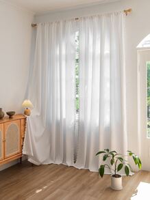 Tassel Trim Single Panel Blackout Curtain - White - View 8