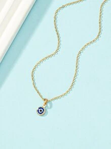 Evil Eye Pendant Necklace - Yellow Gold - View 2