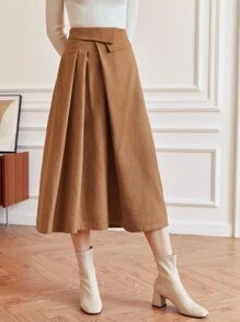 BizChic 高腰褶皺半身裙 - 棕色 - 查看 4