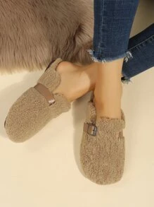 Buckle Decor Flat Mules - Khaki - View 2