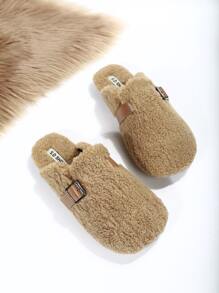 Buckle Decor Flat Mules - Khaki - View 4