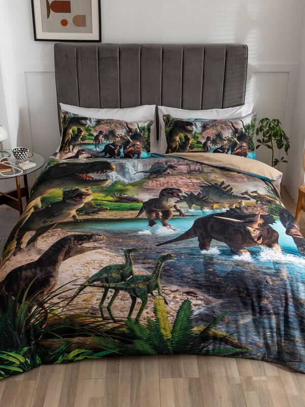 طقم غطاء لحاف بدون حشوة طباعة ديناصور