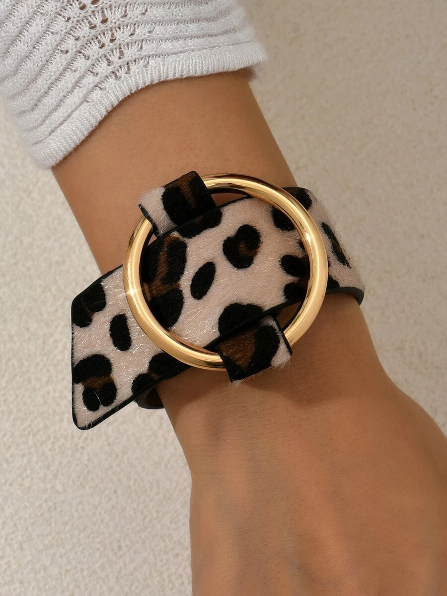 Pulsera con patrón de leopardo adorno de anillo - Multicolor - Ver 1