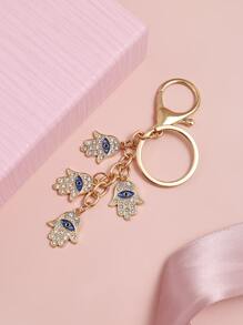 Chi tiết Mắt Ác Rhinestone Móc khóa Bùa Tay Hamsa - Nhiều màu - Xem 1