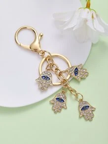 Chi tiết Mắt Ác Rhinestone Móc khóa Bùa Tay Hamsa - Nhiều màu - Xem 2