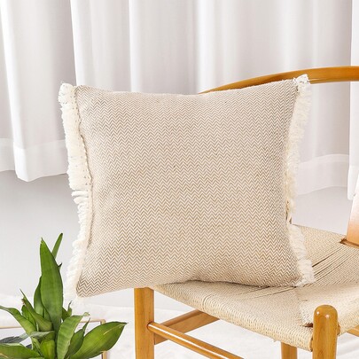1pc Tassel Decor Cushion Cover Without Filler