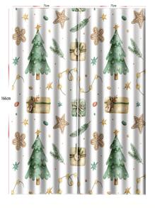 2pcs Christmas Tree Print Waterproof Curtain - Multicolor - View 5