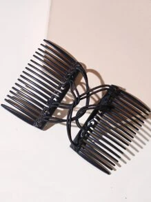 1pc Dual Row Elastic Magic Hair Comb - Black - View 2