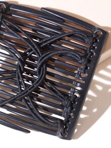 1pc Dual Row Elastic Magic Hair Comb - Black - View 3