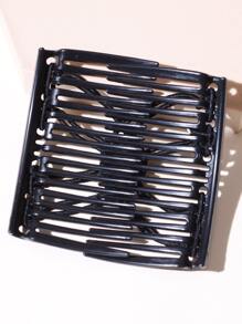 1pc Dual Row Elastic Magic Hair Comb - Black - View 4