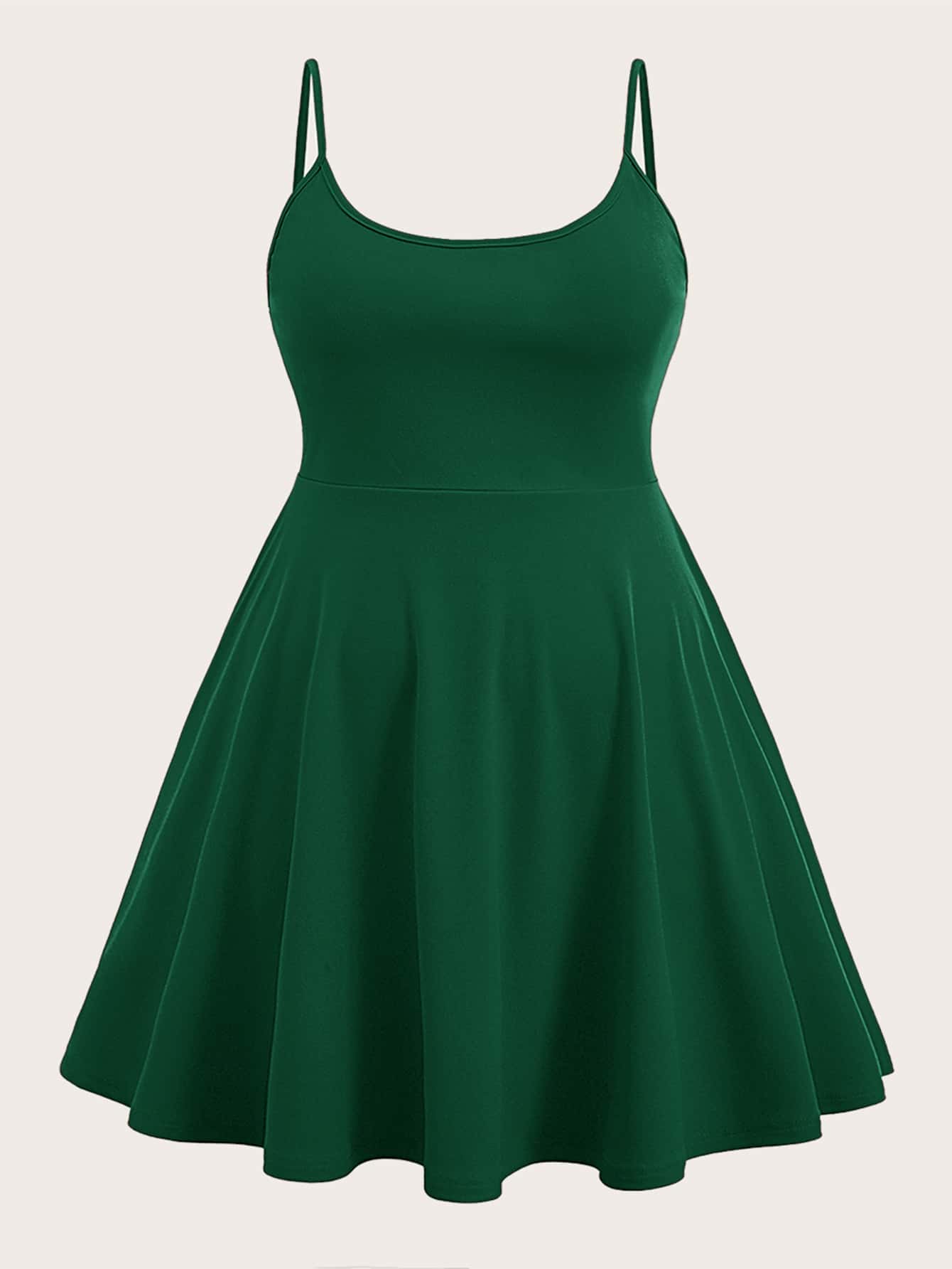 SHEIN EZwear Plus Solid Cami Dress - Dark Green - View 1
