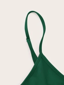 SHEIN EZwear Plus Solid Cami Dress - Dark Green - View 3