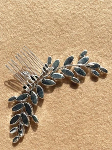 Peine con diseño de diamante de imitación nupcial - Plateado - Ver 4