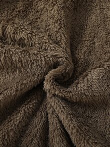 Girls Fuzzy Trim Hooded Thermal Lined Jacket - Army Green - View 4