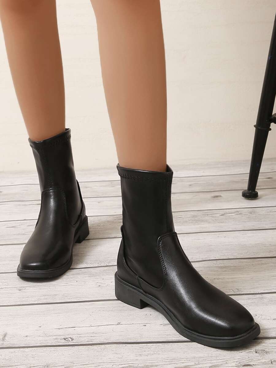 Minimalist Slip On Sock Boots - Black - View 1