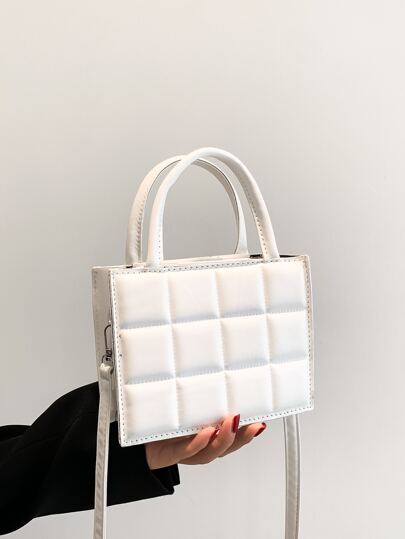 Mini Fashionable Handheld Square Bag, New Solid Color Checkered Leisure Women's Bag, Multi-Purpose Shoulder Bag, Crossbody Bag