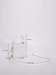 Túi vuông cầm tay mini thời trang, Túi xách nữ giải trí ca rô màu trơn mới, Túi đeo vai đa năng, Túi đeo chéo - trắng - Xem 3