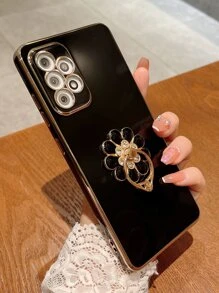 1 Ốp Tpu Mạ Màu Be 6D Chống Sốc Và 1 Ốp Nhẫn Đính Kim Cương Giả Mạ Tương Thích Với Điện Thoại Iphone, Samsung, Xiaomi, Huawei, Oppo - màu đen - Xem 2