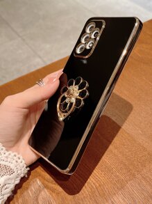 1 Ốp Tpu Mạ Màu Be 6D Chống Sốc Và 1 Ốp Nhẫn Đính Kim Cương Giả Mạ Tương Thích Với Điện Thoại Iphone, Samsung, Xiaomi, Huawei, Oppo - màu đen - Xem 4