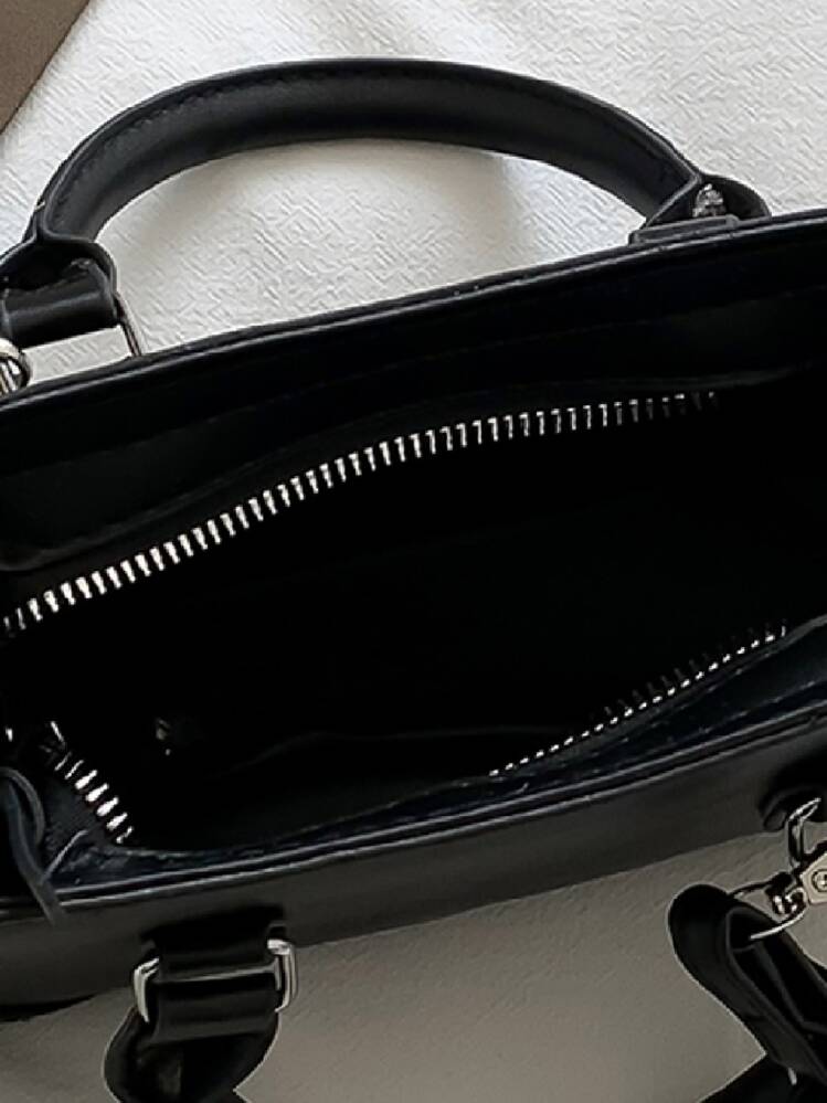 Mini Fashionable Multi-Functional Zipper Handbag For Women With Handle And Shoulder Strap - Black - View 2