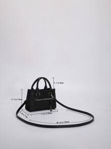 Mini Fashionable Multi-Functional Zipper Handbag For Women With Handle And Shoulder Strap - Black - View 3