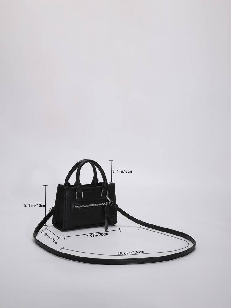 Mini Fashionable Multi-Functional Zipper Handbag For Women With Handle And Shoulder Strap - Black - View 3