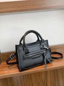 Mini Fashionable Multi-Functional Zipper Handbag For Women With Handle And Shoulder Strap - Black - View 6