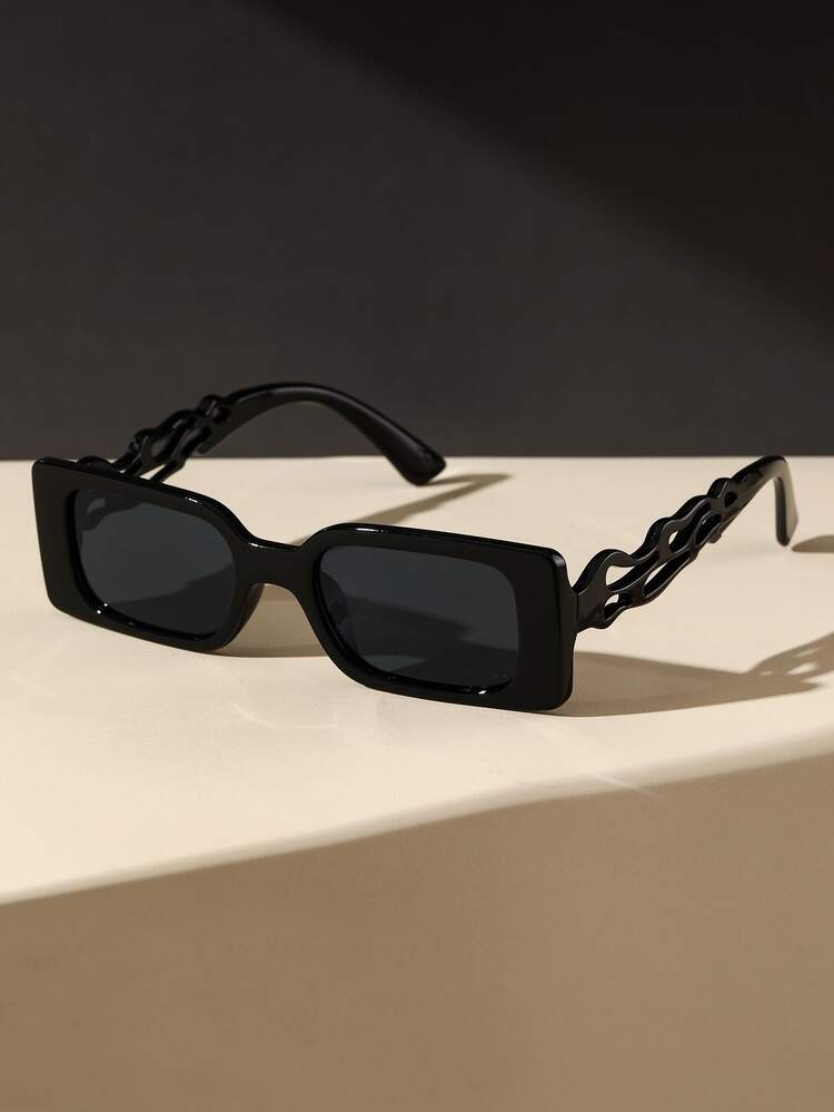 火彩设计方形框架时尚眼镜，适合夏季海滩度假、户外、旅行 - 灰色 - 查看 1