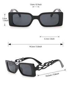 火彩设计方形框架时尚眼镜，适合夏季海滩度假、户外、旅行 - 灰色 - 查看 3