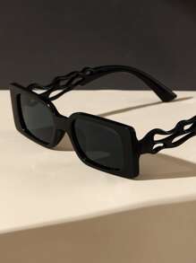 火彩设计方形框架时尚眼镜，适合夏季海滩度假、户外、旅行 - 灰色 - 查看 4