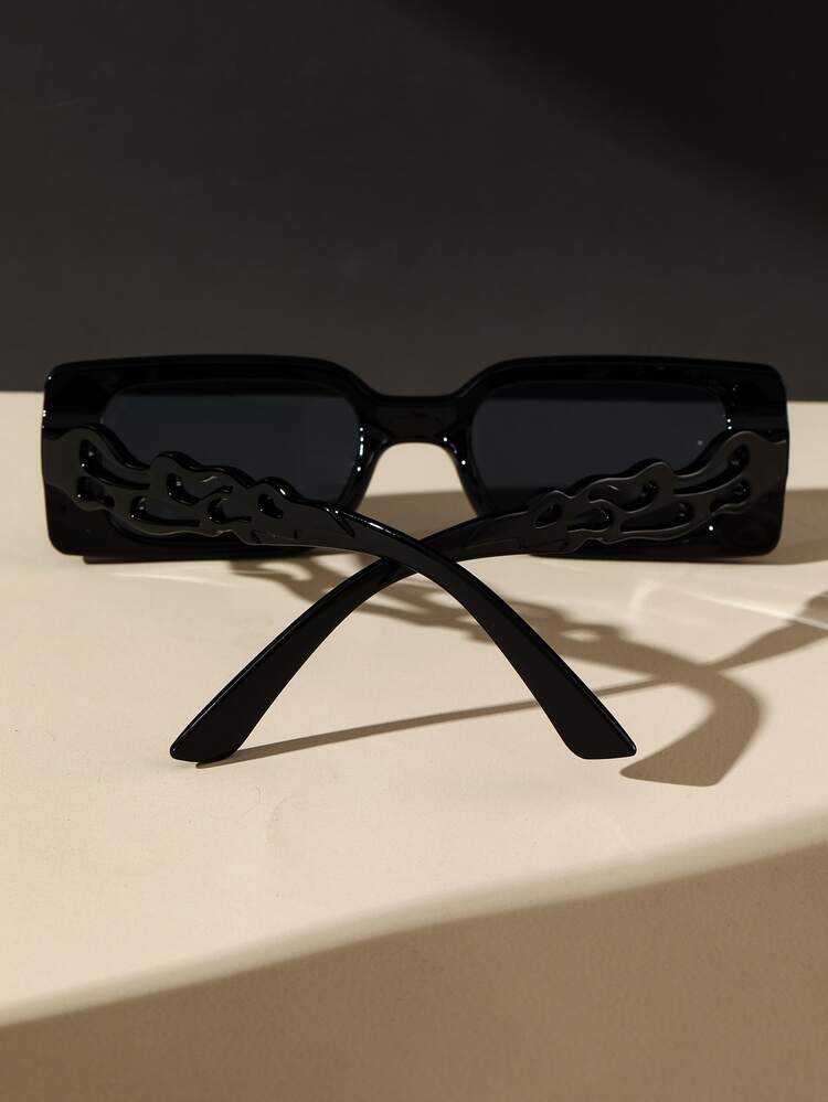 火彩设计方形框架时尚眼镜，适合夏季海滩度假、户外、旅行 - 灰色 - 查看 5